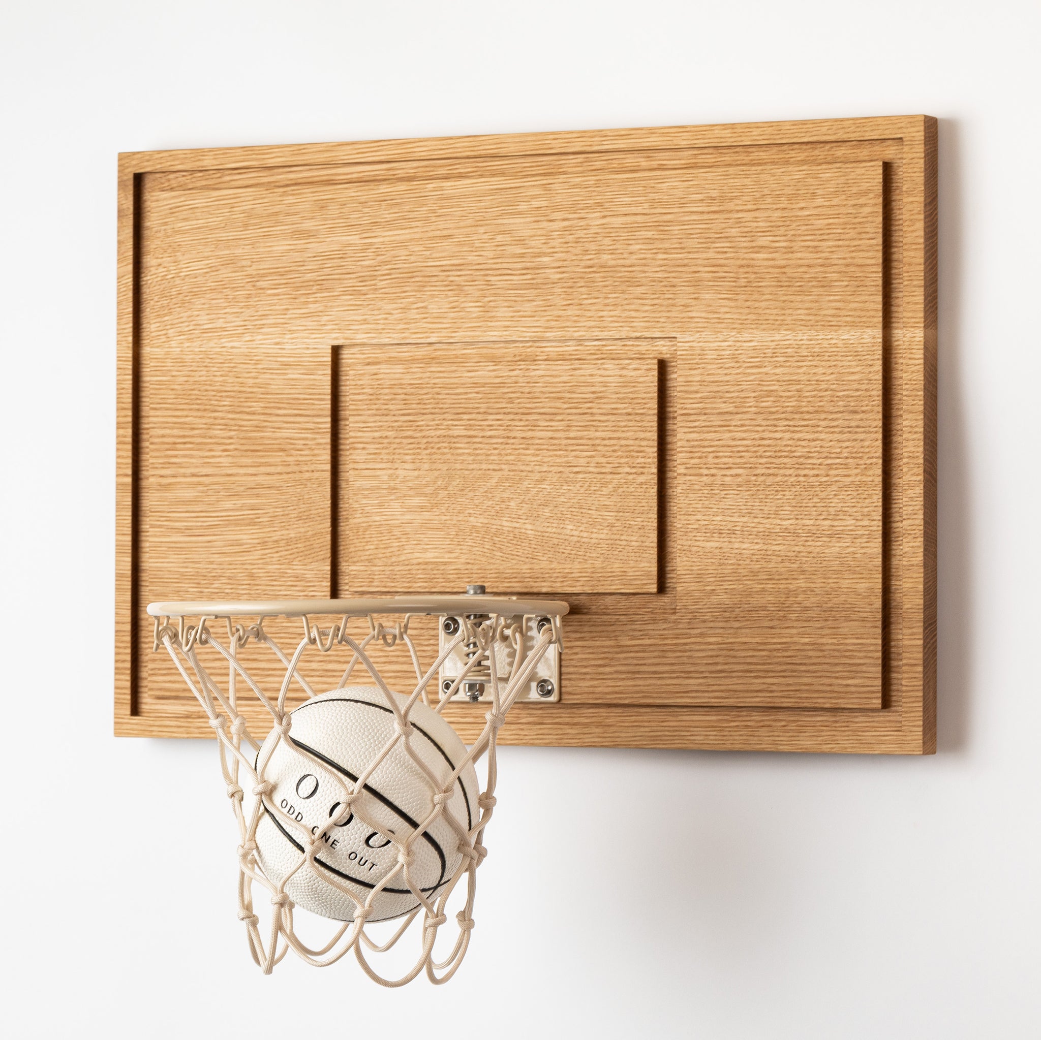 High end white oak mini hoop with steel rim