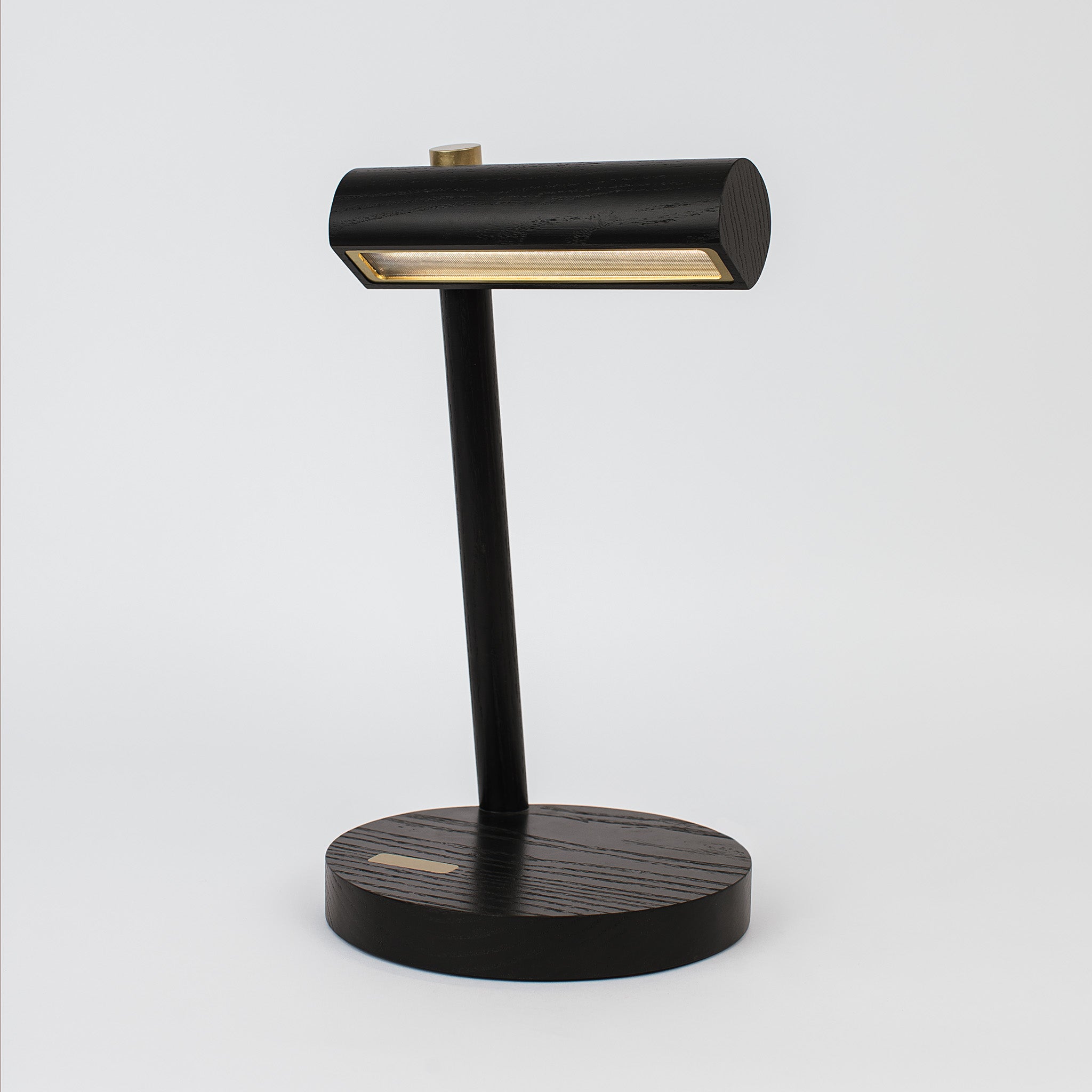 Solid black ash hardwood small table lamp -black ash