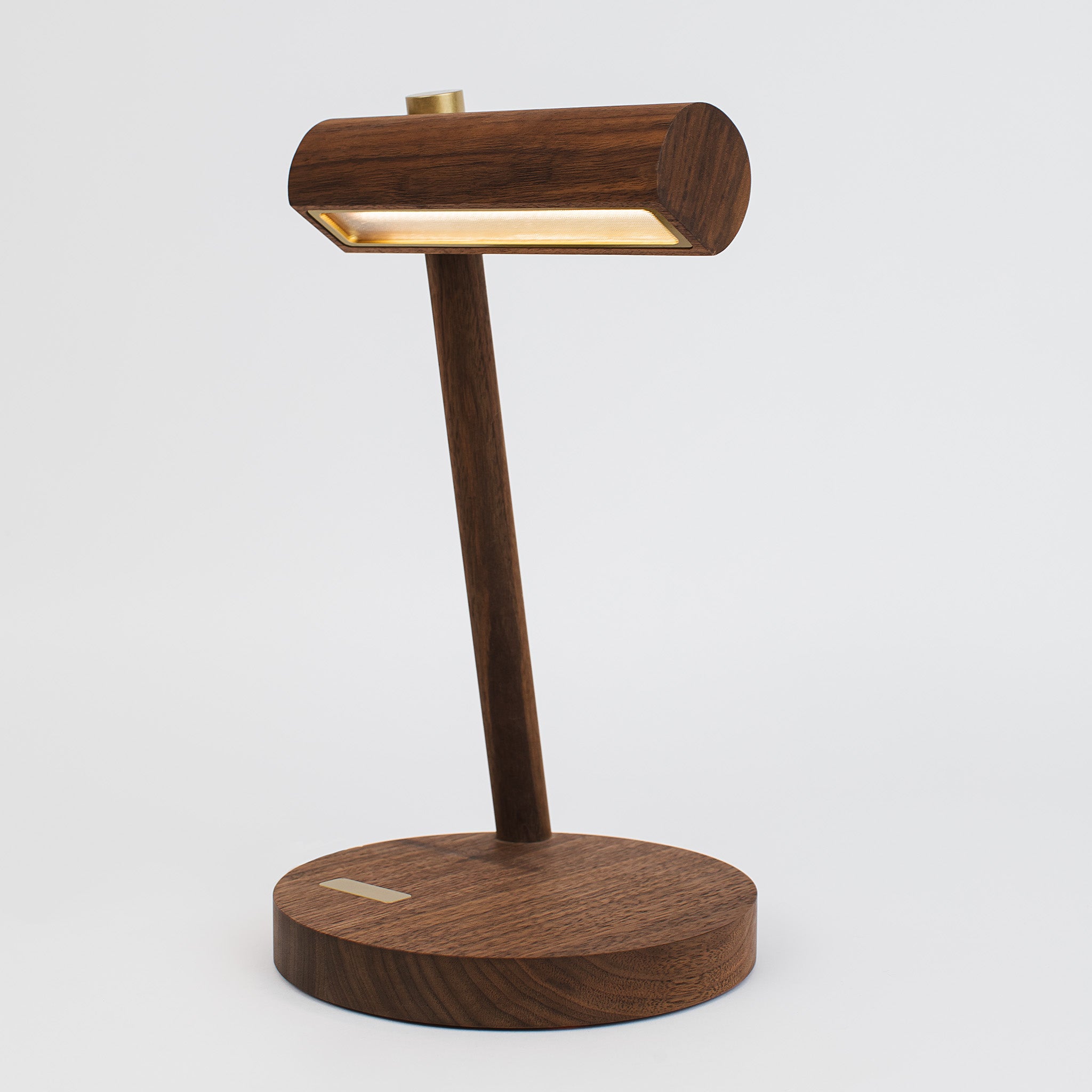 Solid walnut hardwood small table lamp -walnut