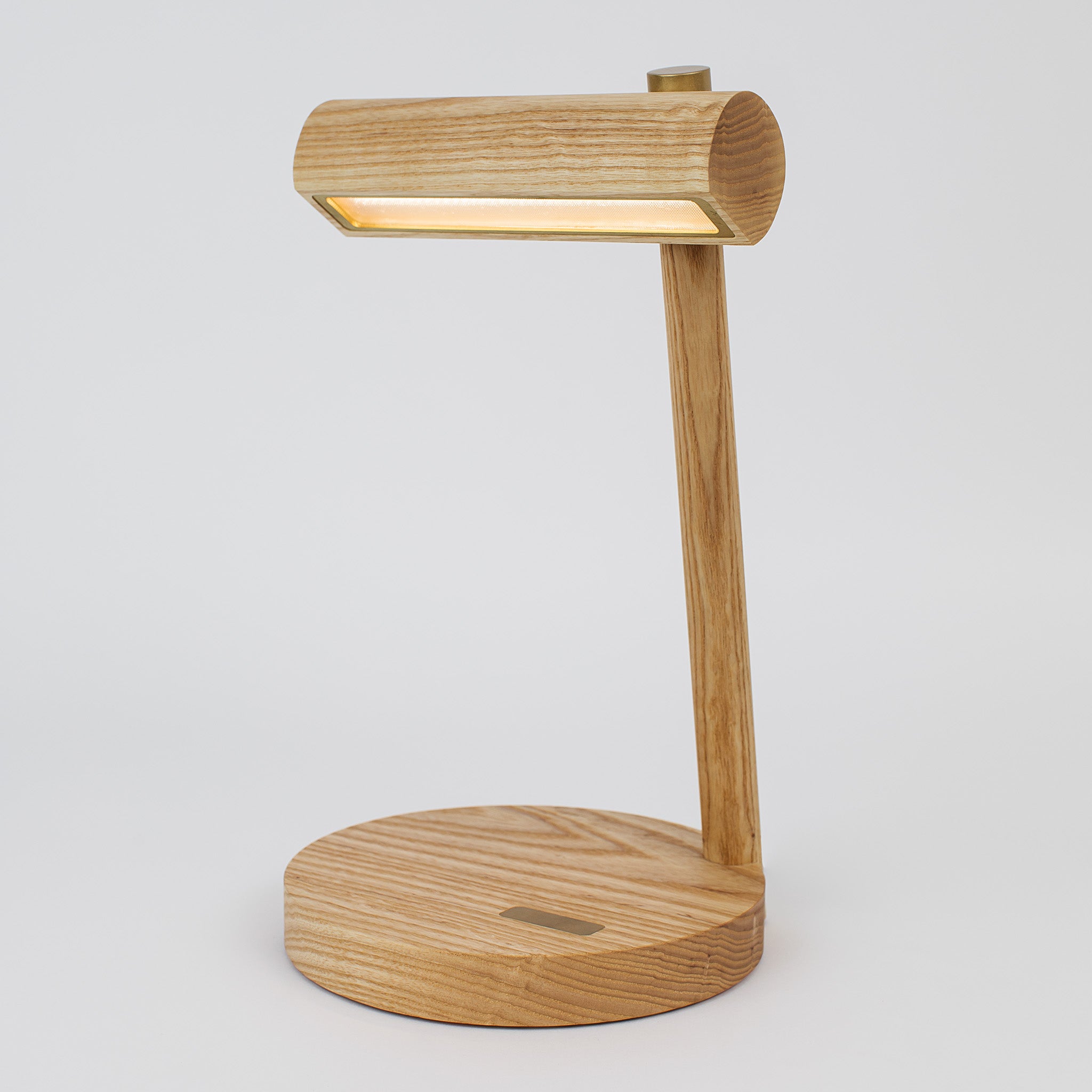 Small natural ash hardwood desk lamp -ash