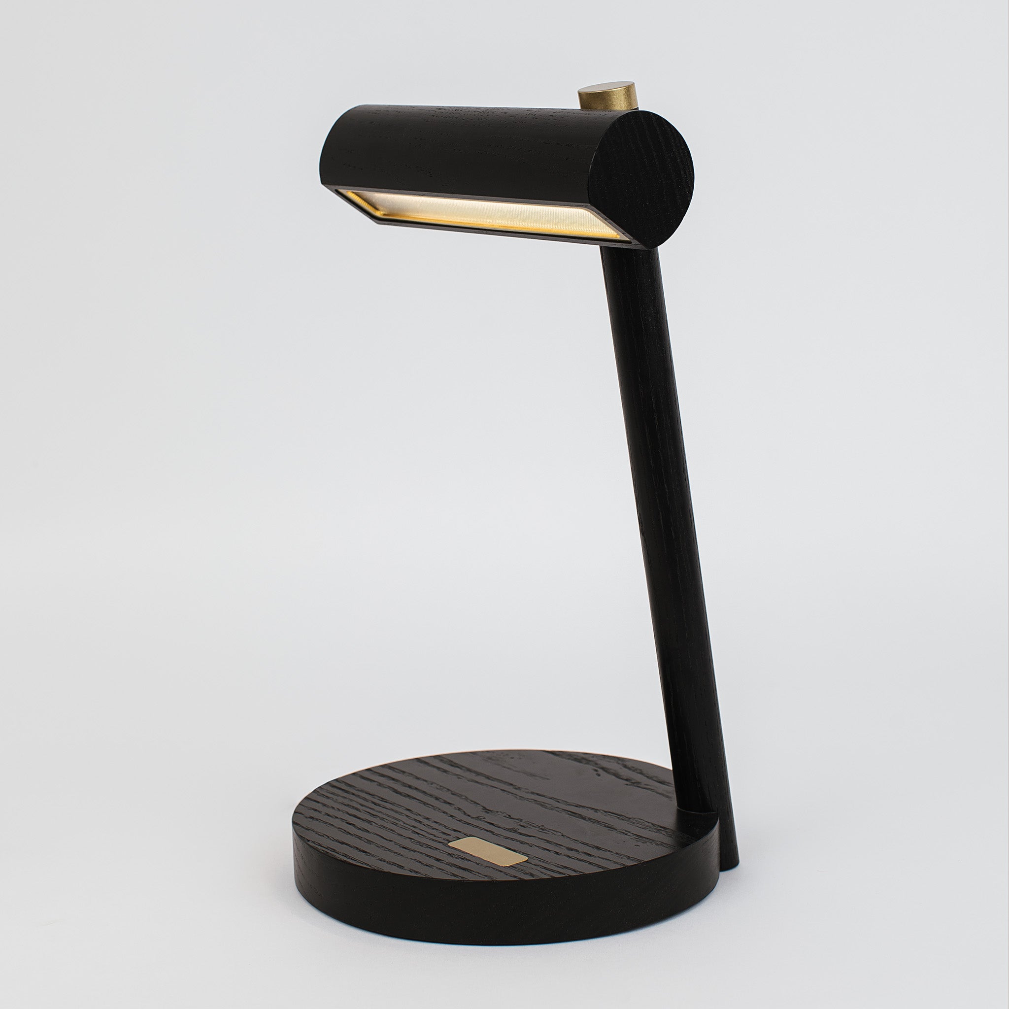 Small black ash hardwood desk lamp -black ash