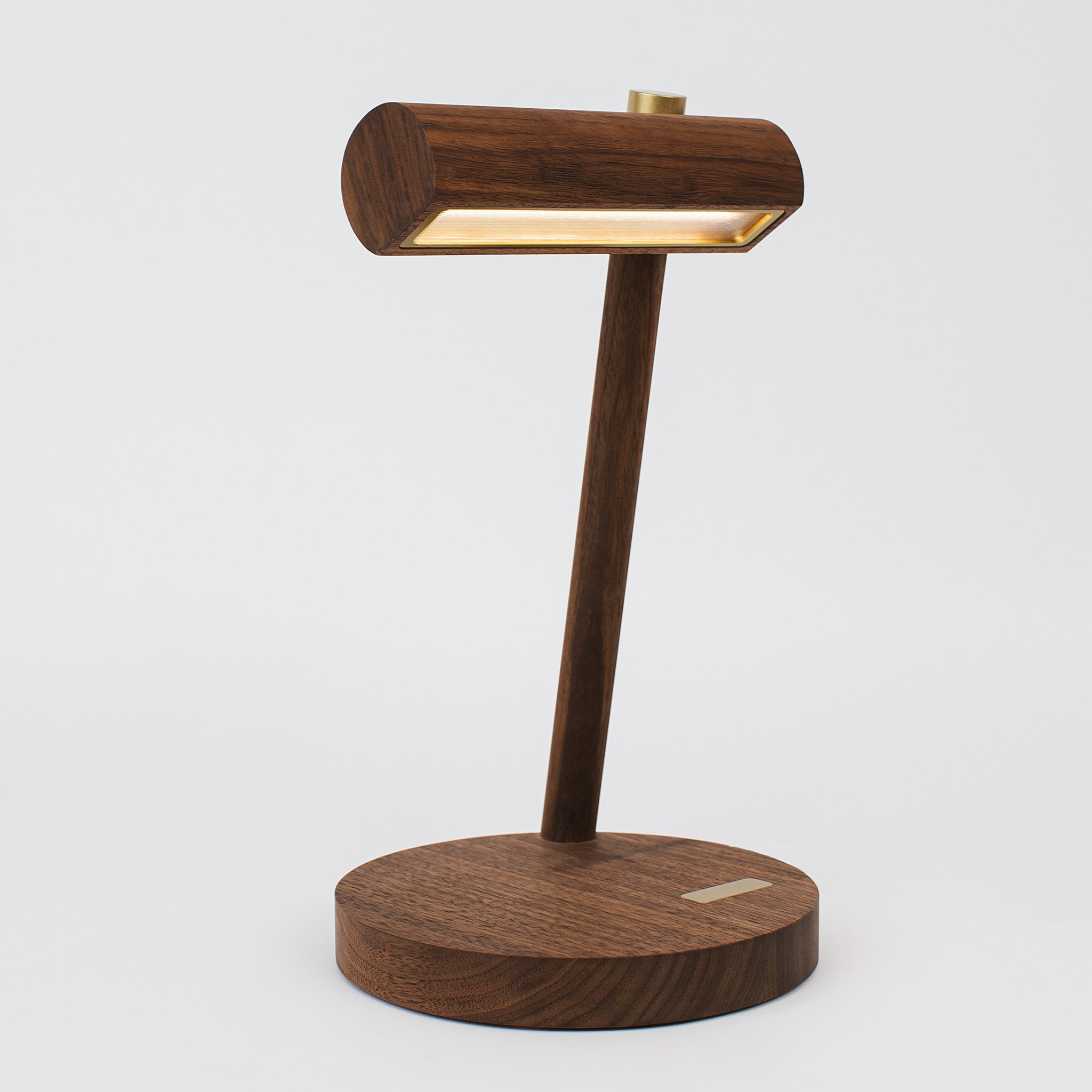 Small walnut hardwood desk lamp -walnut