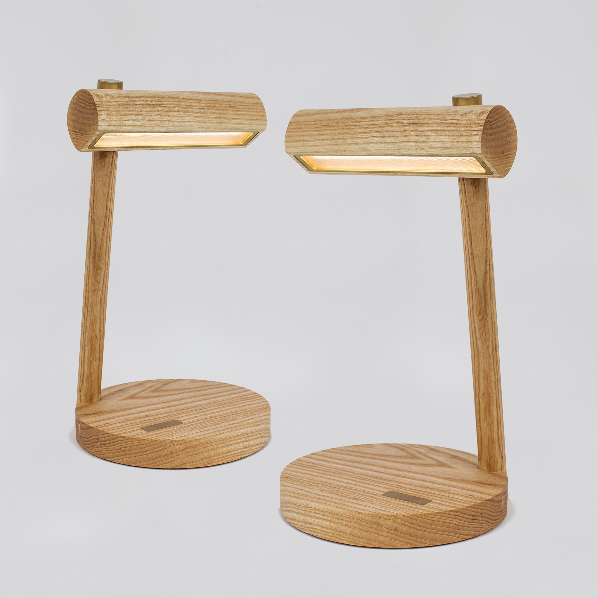 Matching pair of natural ash table lamps -ash