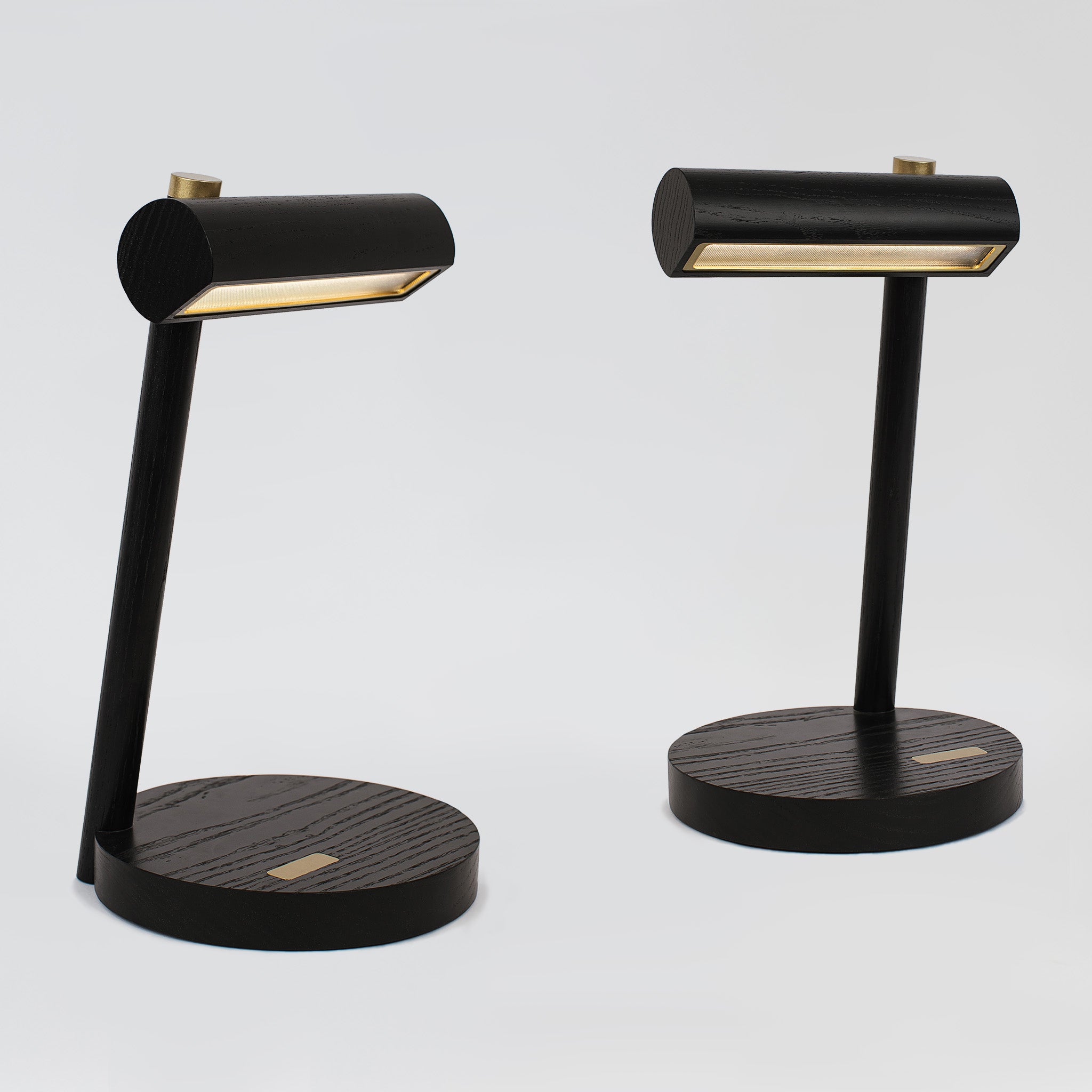 Matching pair of black ash table lamps -black ash