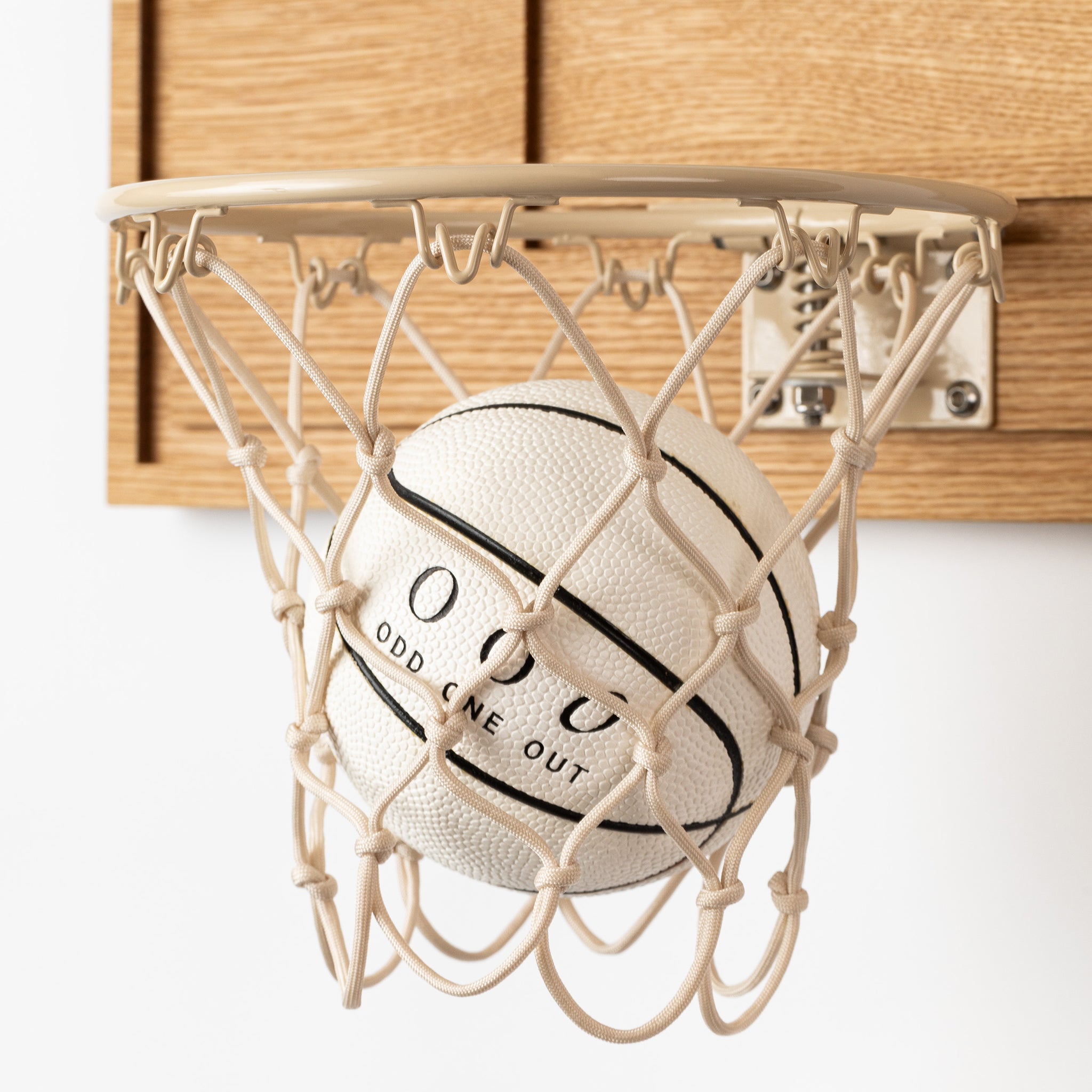 Fancy white oak mini hoop with rubber ball