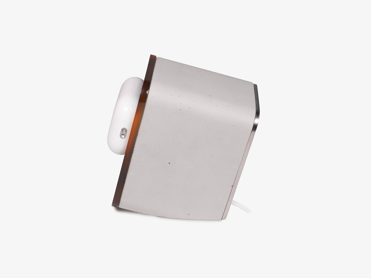 Tortoiseshell AirPod Pro Dock, with airpods, left view