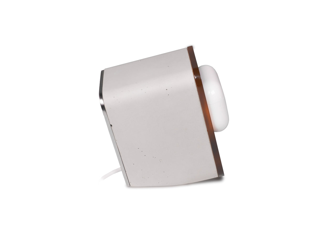 Tortoiseshell AirPod Pro Dock, with airpods, right view