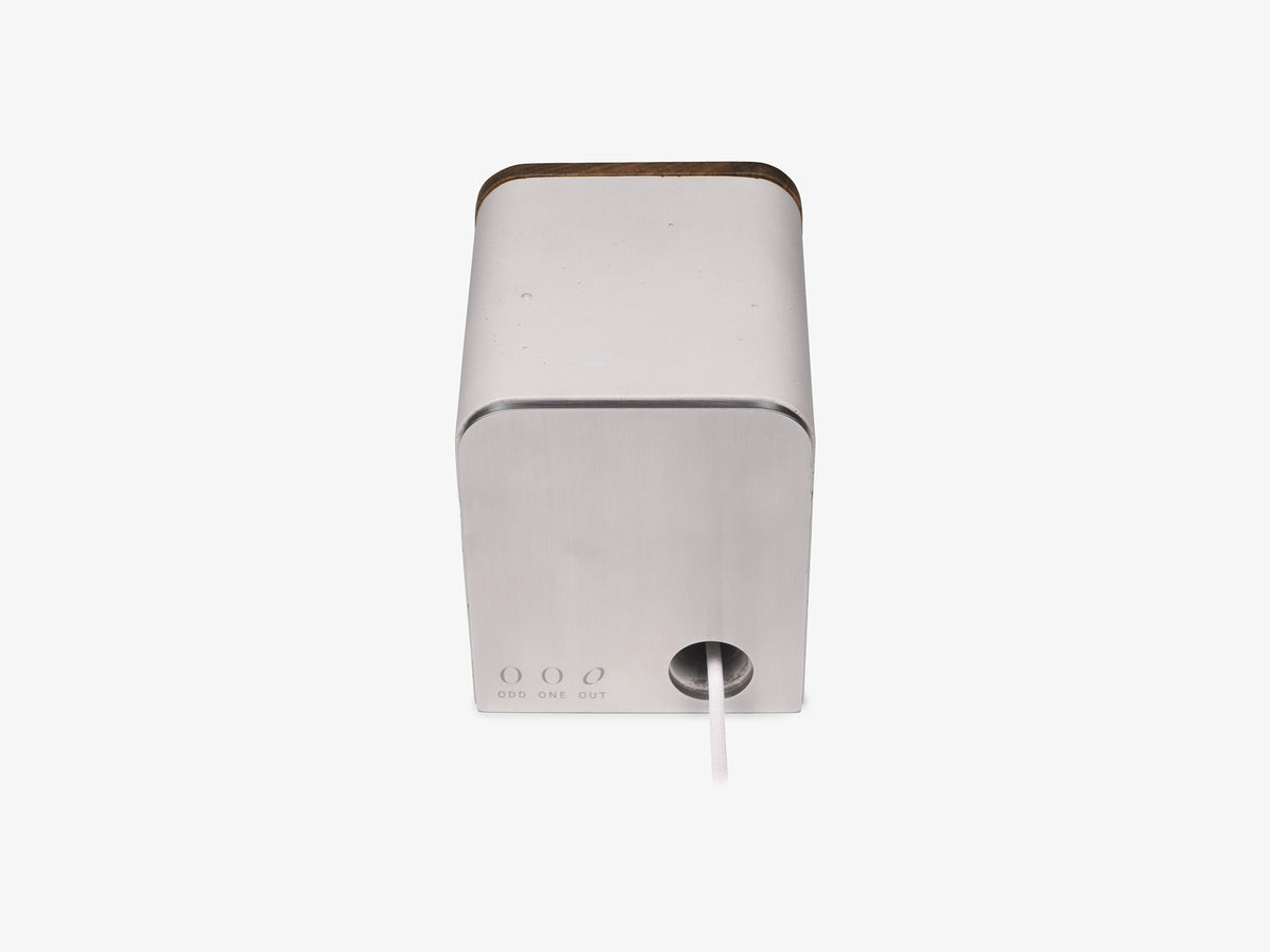 Walnut AirPod Pro Dock, with airpods, back view