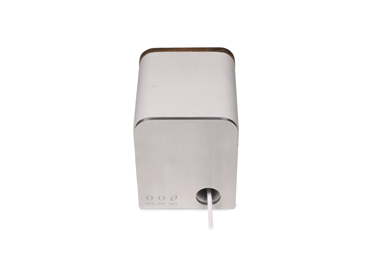 Walnut AirPod Pro Dock, with airpods, back view