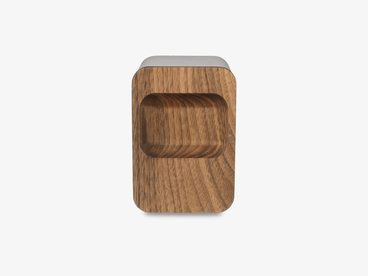 Walnut AirPod Pro Dock, charger only, front view