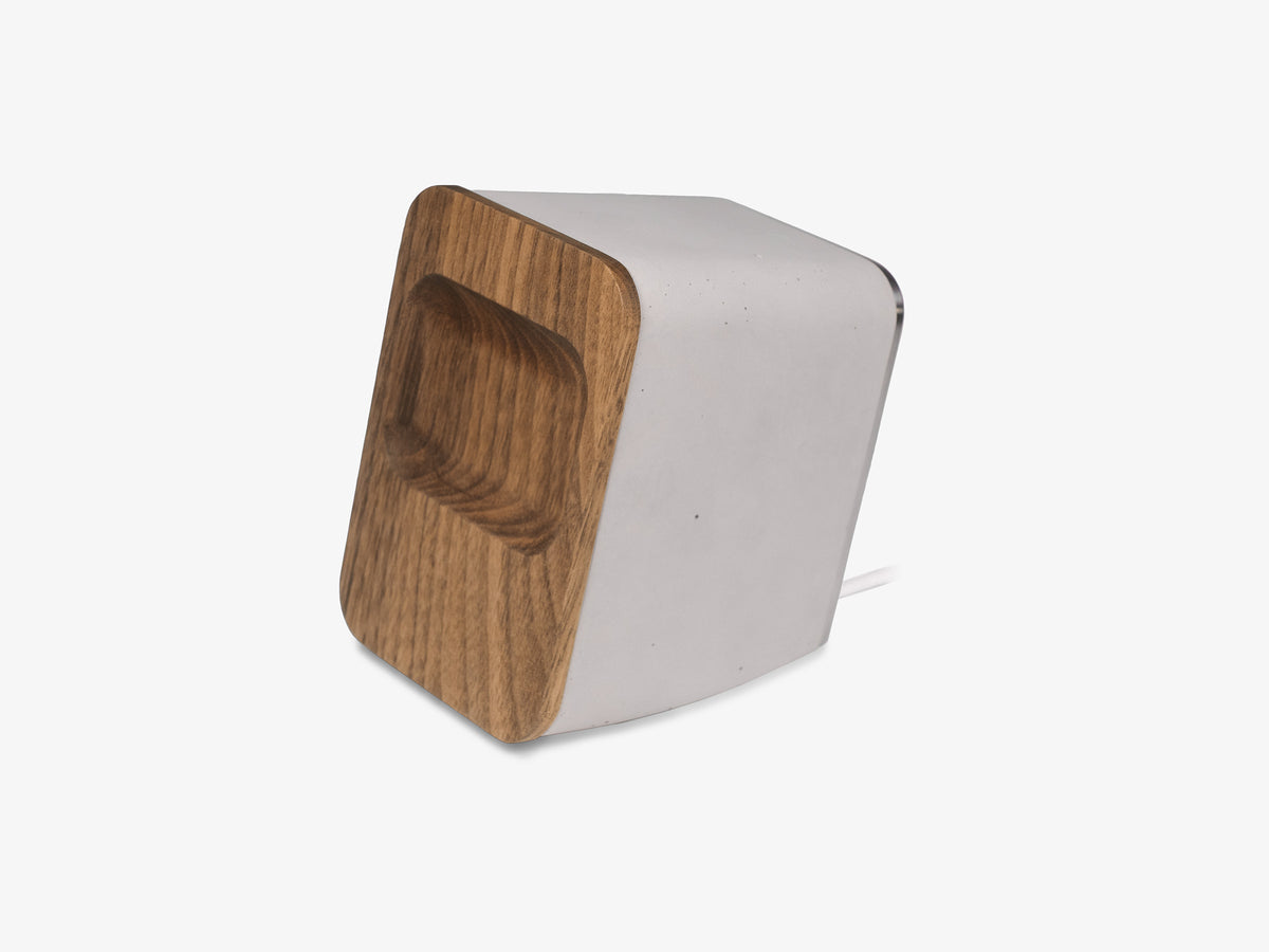 Walnut AirPod Pro Dock, charger only, front-left view