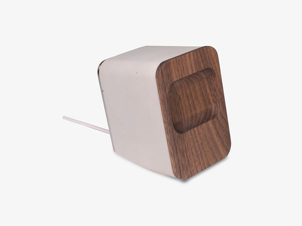 Walnut AirPod Pro Dock, charger only, front-right view