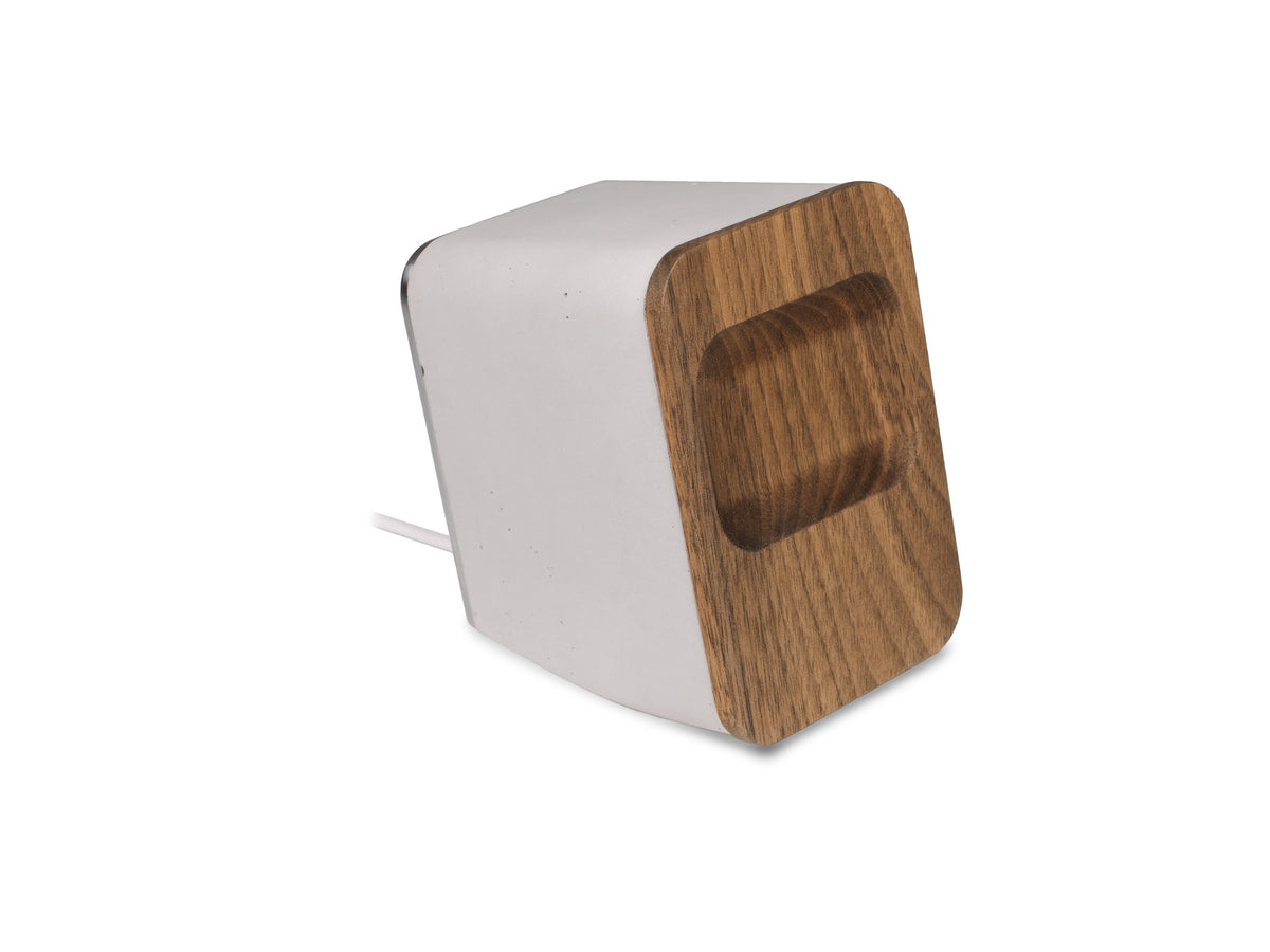 Walnut AirPod Pro Dock, charger only, front-right view