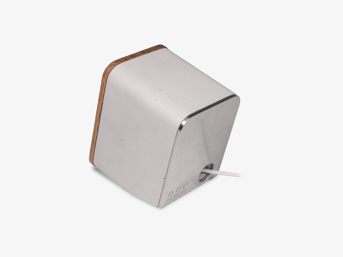 White Oak AirPod Pro Dock, object only, back-left view