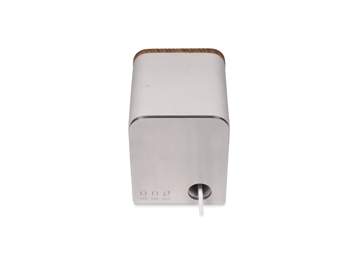 White Oak AirPod Pro Dock, with airpods, back view