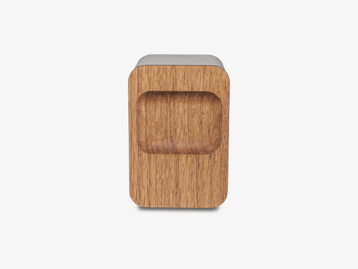 White Oak AirPod Pro Dock, charger only, front view