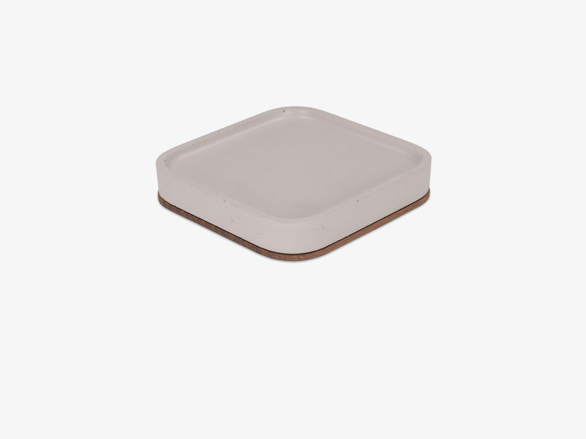 White Oak Mac Mini Tray, object only, back-left view