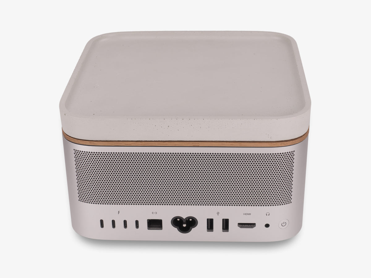 White Oak Mac Studio Tray, with mac studio, back view