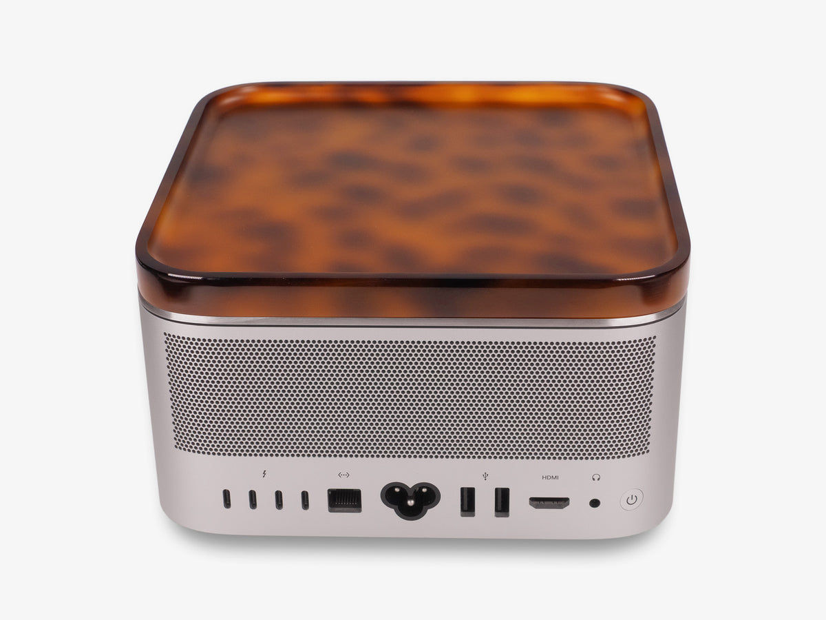 Tortoiseshell Mac Studio Tray, with mac studio, back view