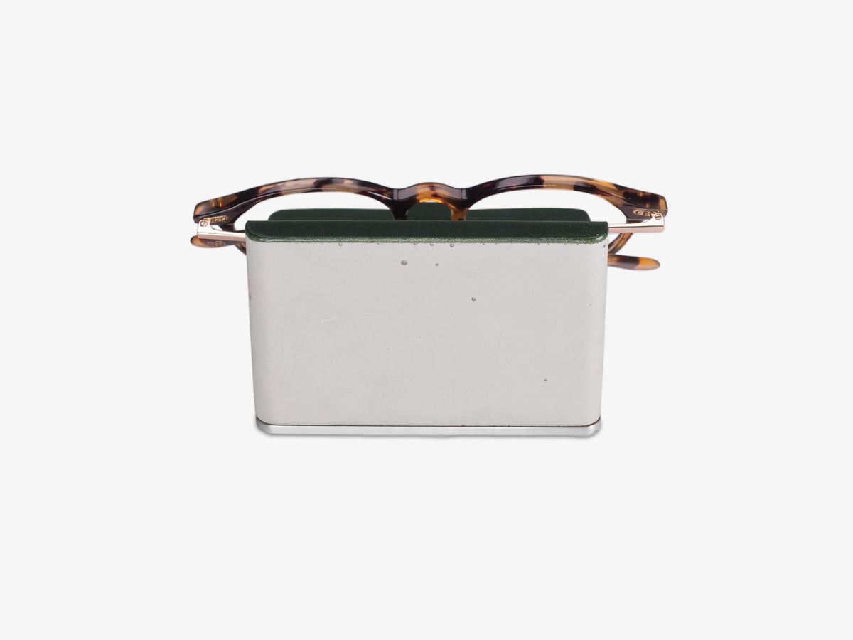 Stainless Steel Glasses Rest, Italian Leather, with glasses, back view