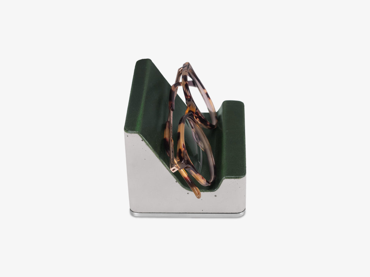 Stainless Steel Glasses Rest, Italian Leather, with glasses, right view