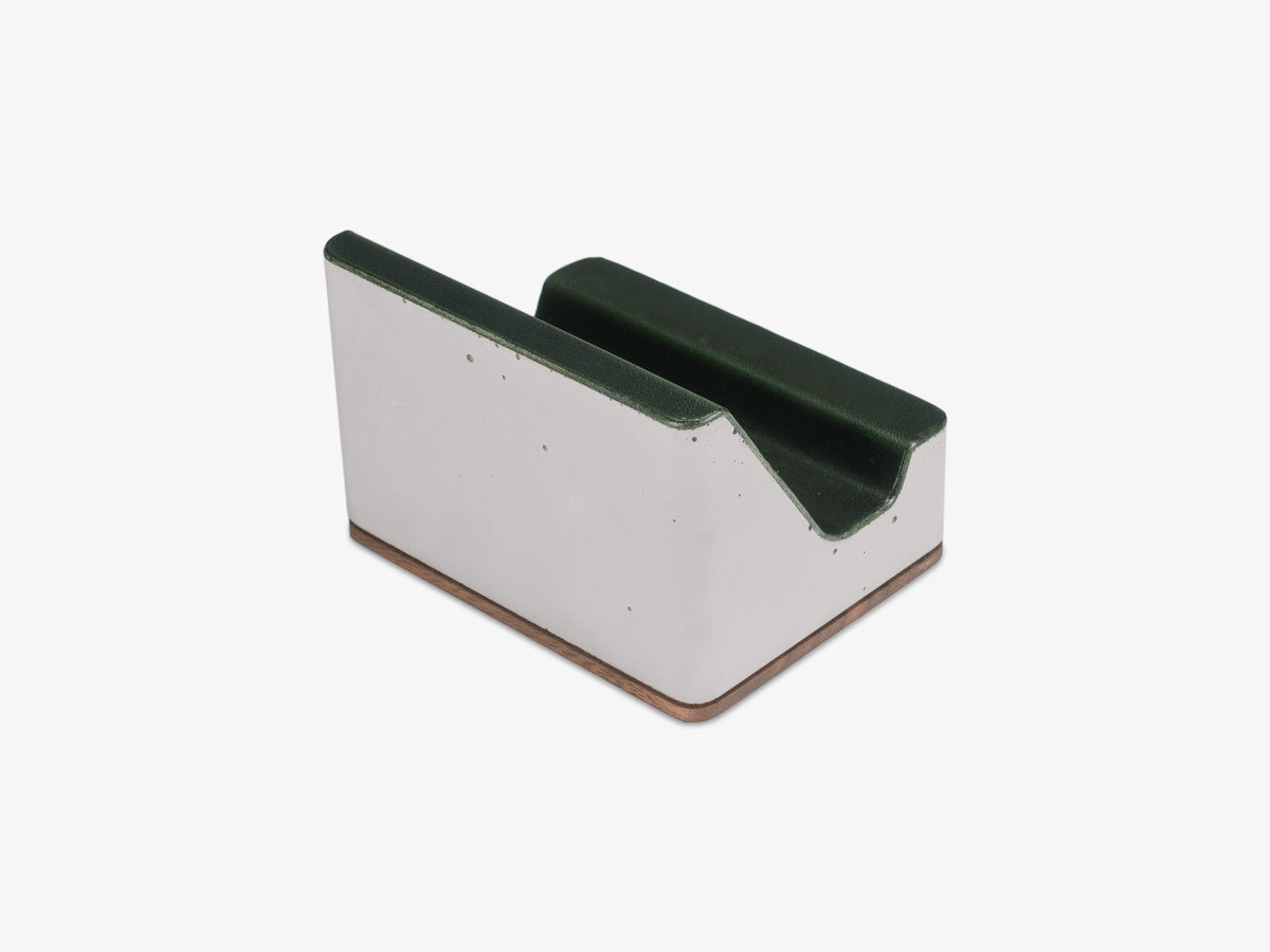 Walnut Glasses Rest, Italian Leather, rest only, back-right view