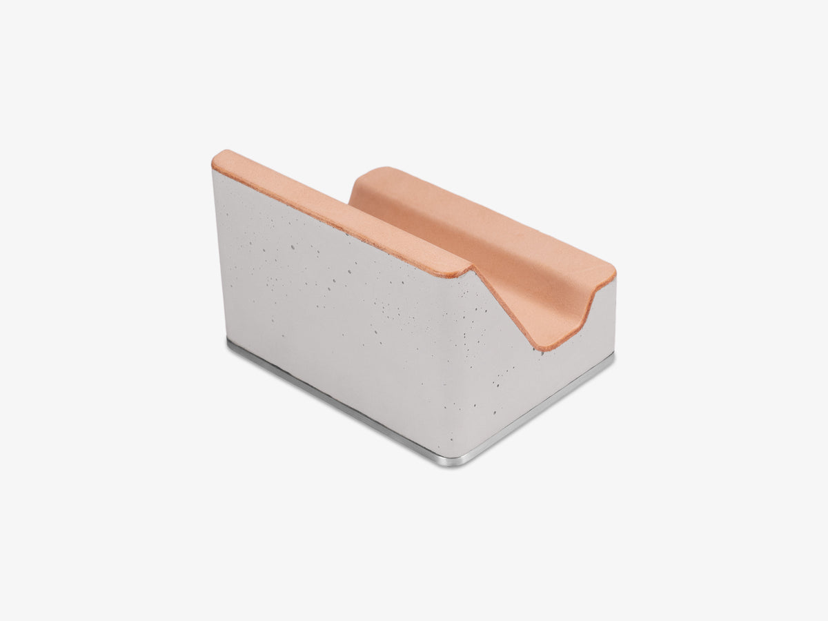Stainless Steel Glasses Rest, Veg Tan Leather, rest only, back-right view