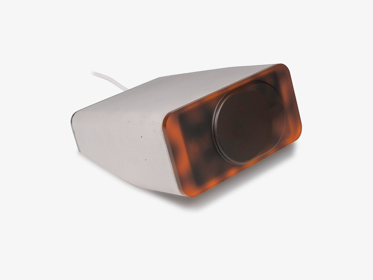 Tortoiseshell iPhone Dock, standby, charger only, front-right view