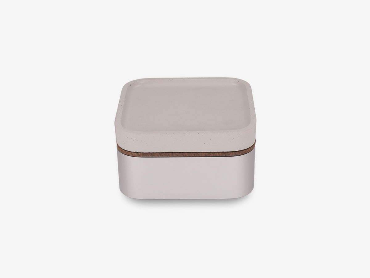 White Oak Mac Mini Tray, with mac mini, left view