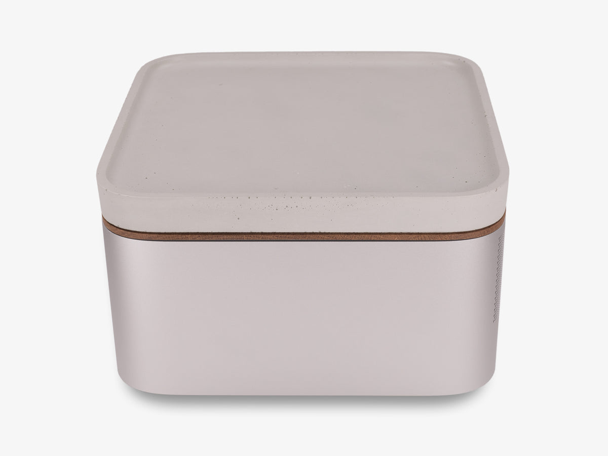 White Oak Mac Studio Tray, with mac studio, left view