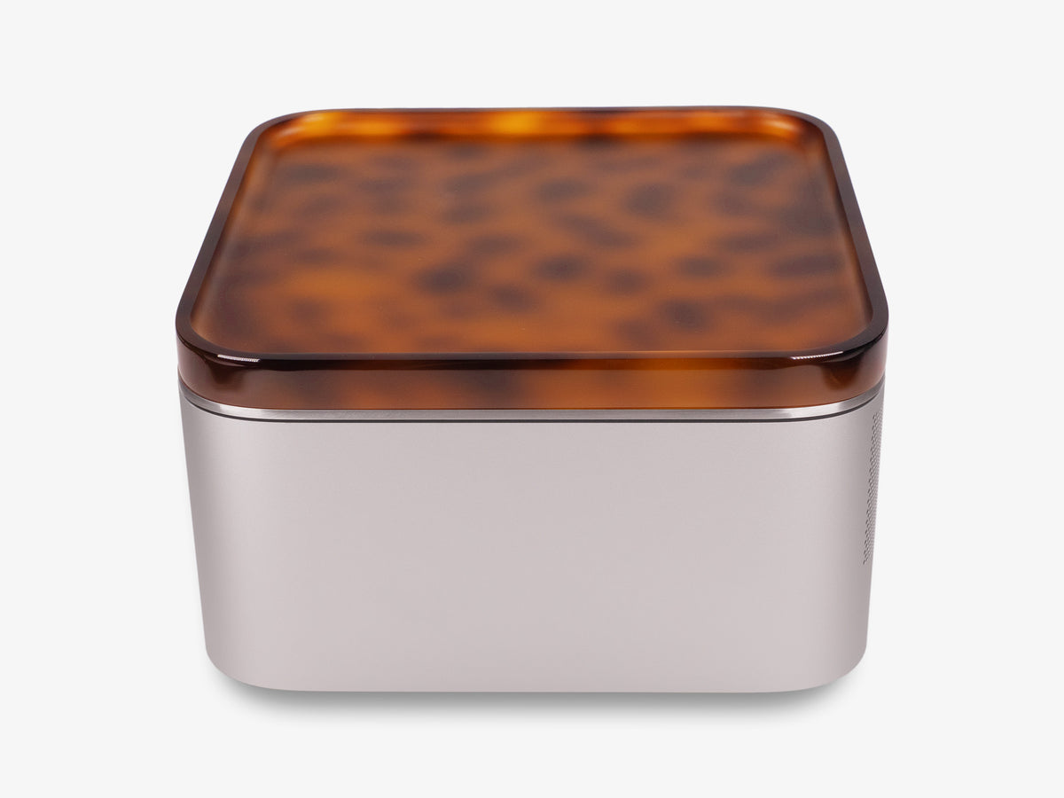 Tortoiseshell Mac Studio Tray, in use, left view
