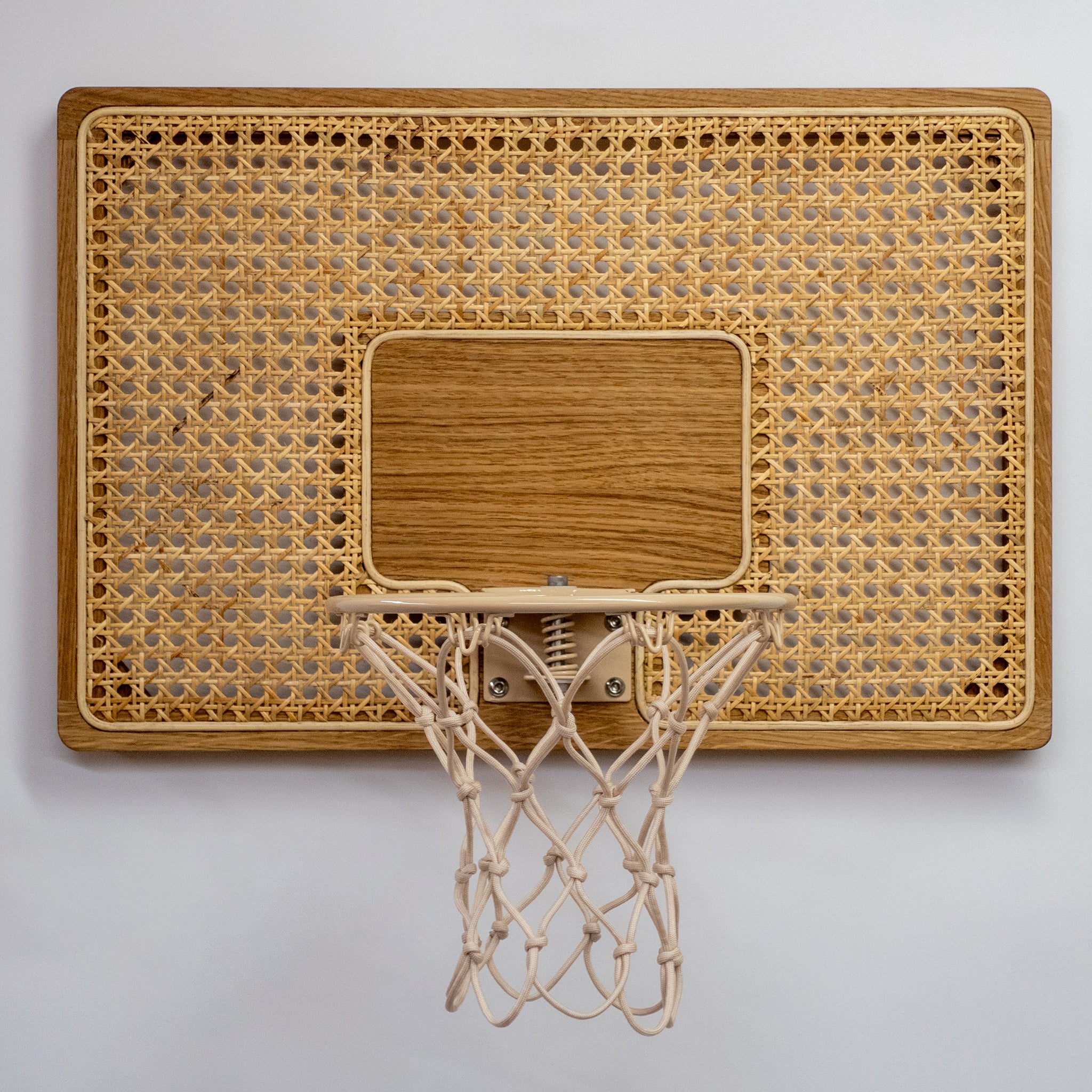 hand made wall mounted mini basketball hoop made with rattan