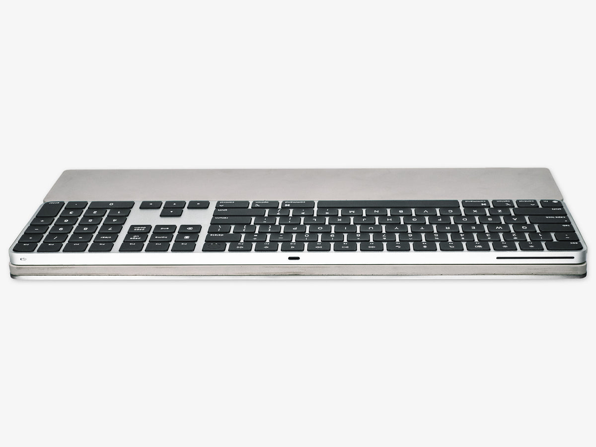 Concrete Numeric Keyboard Tray, with keyboard, back view