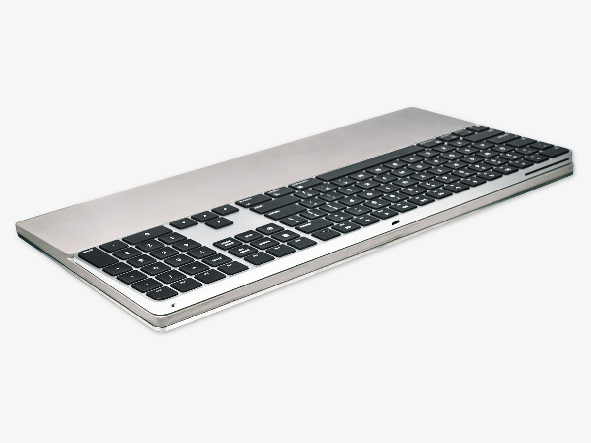 Concrete Numeric Keyboard Tray, in use, back-left view