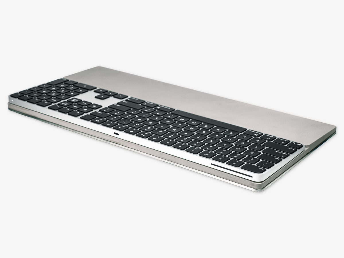 Concrete Numeric Keyboard Tray, in use, back-right view