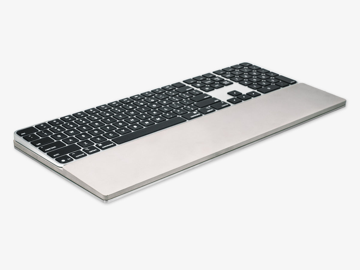 Concrete Numeric Keyboard Tray, with keyboard, front-right view