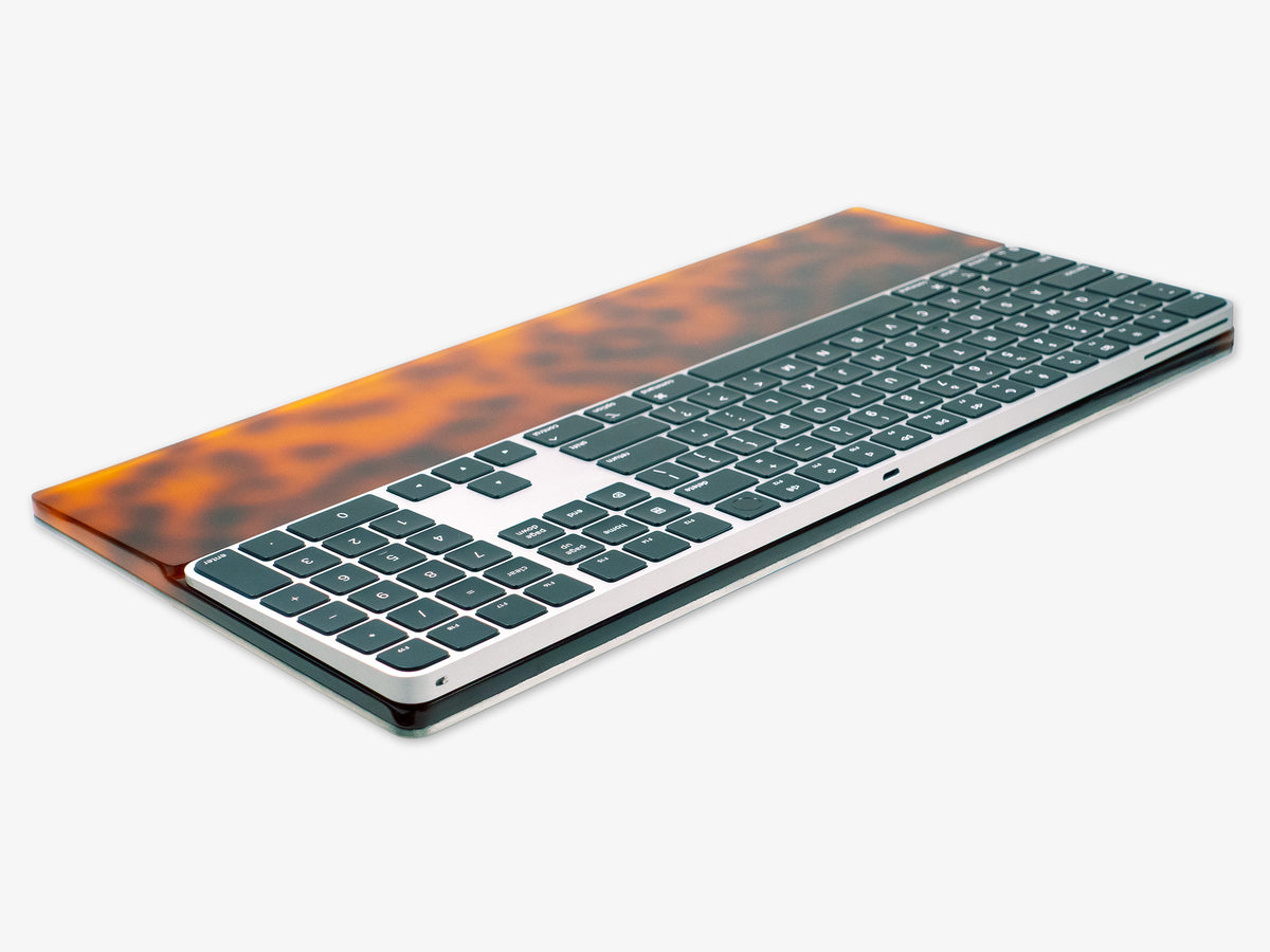 Tortoiseshell Numeric Keyboard Tray, with keyboard, back-left view
