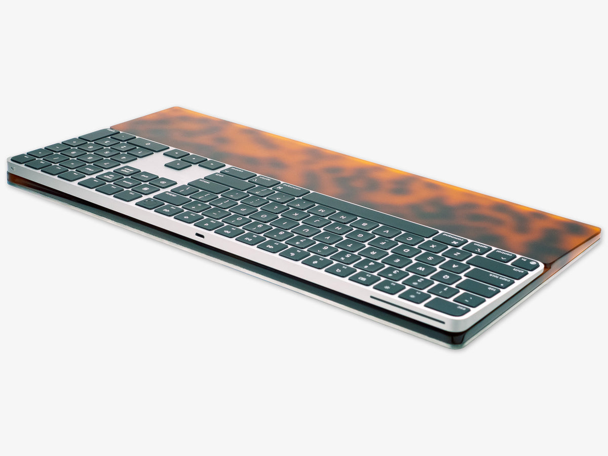 Tortoiseshell Numeric Keyboard Tray, with keyboard, back-right view