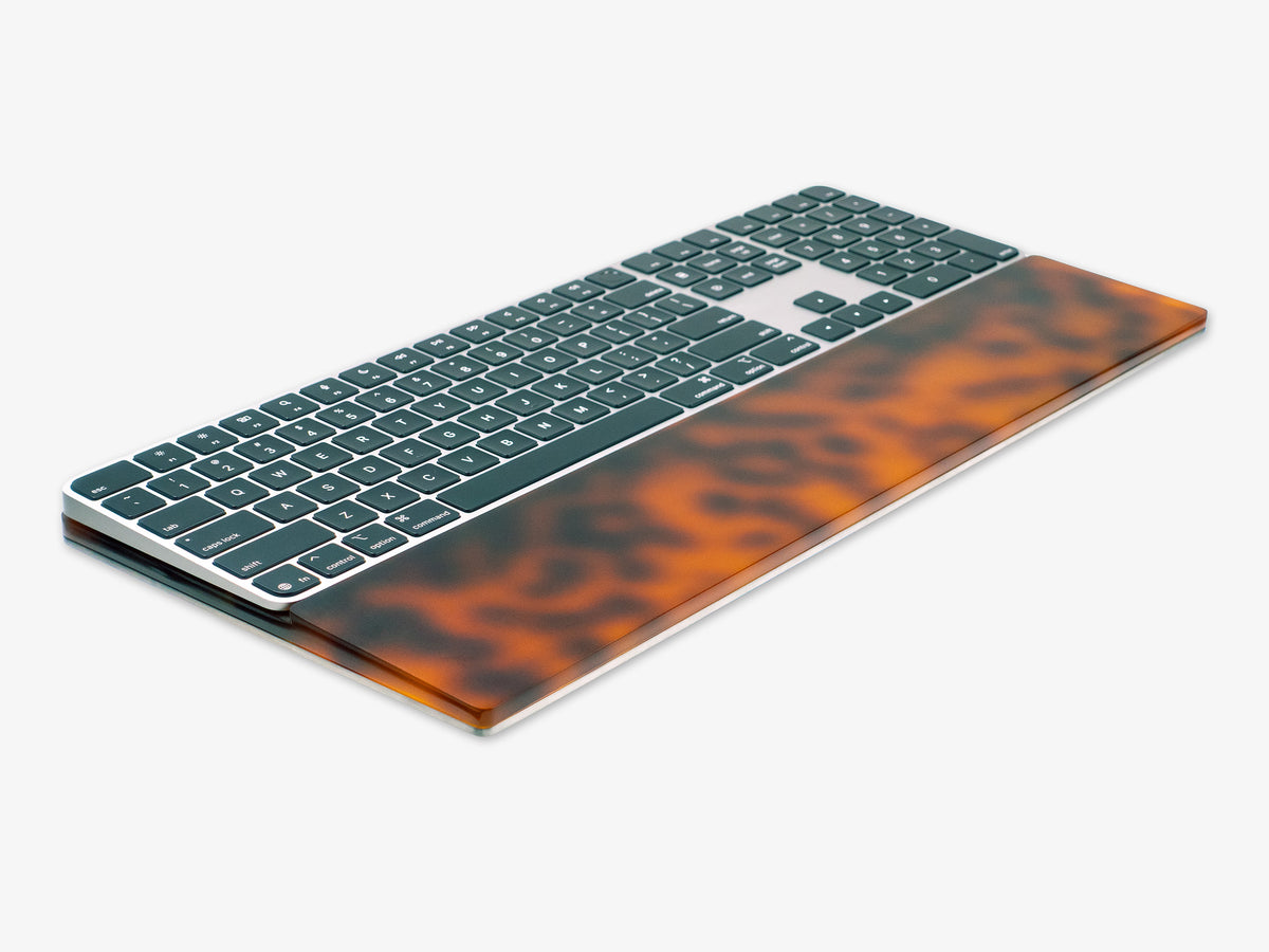 Tortoiseshell Numeric Keyboard Tray, with keyboard, front-right view