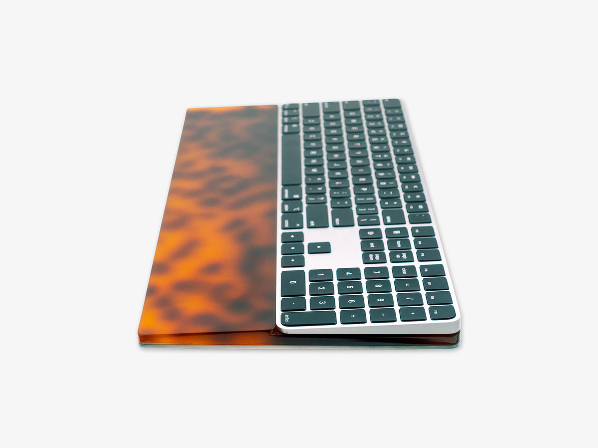 Tortoiseshell Numeric Keyboard Tray, with keyboard, left view