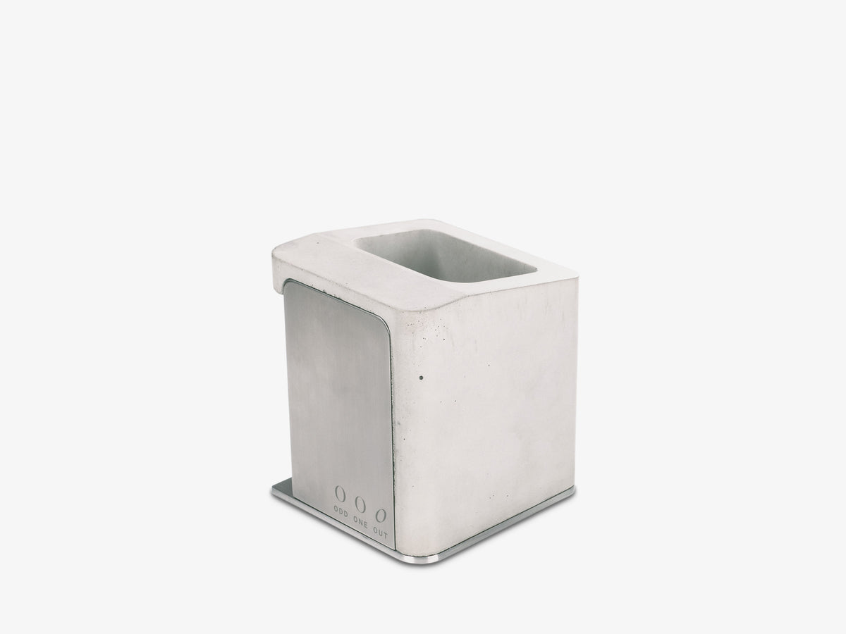 Stainless Steel Pen Cup, holder only, back-right view