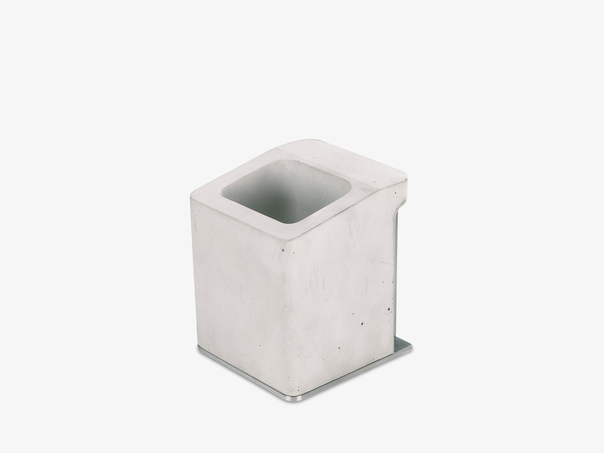Stainless Steel Pen Cup, holder only, front-left view