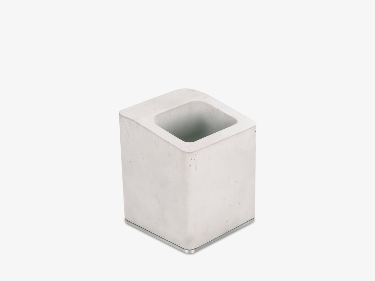 Stainless Steel Pen Cup, holder only, front-right view