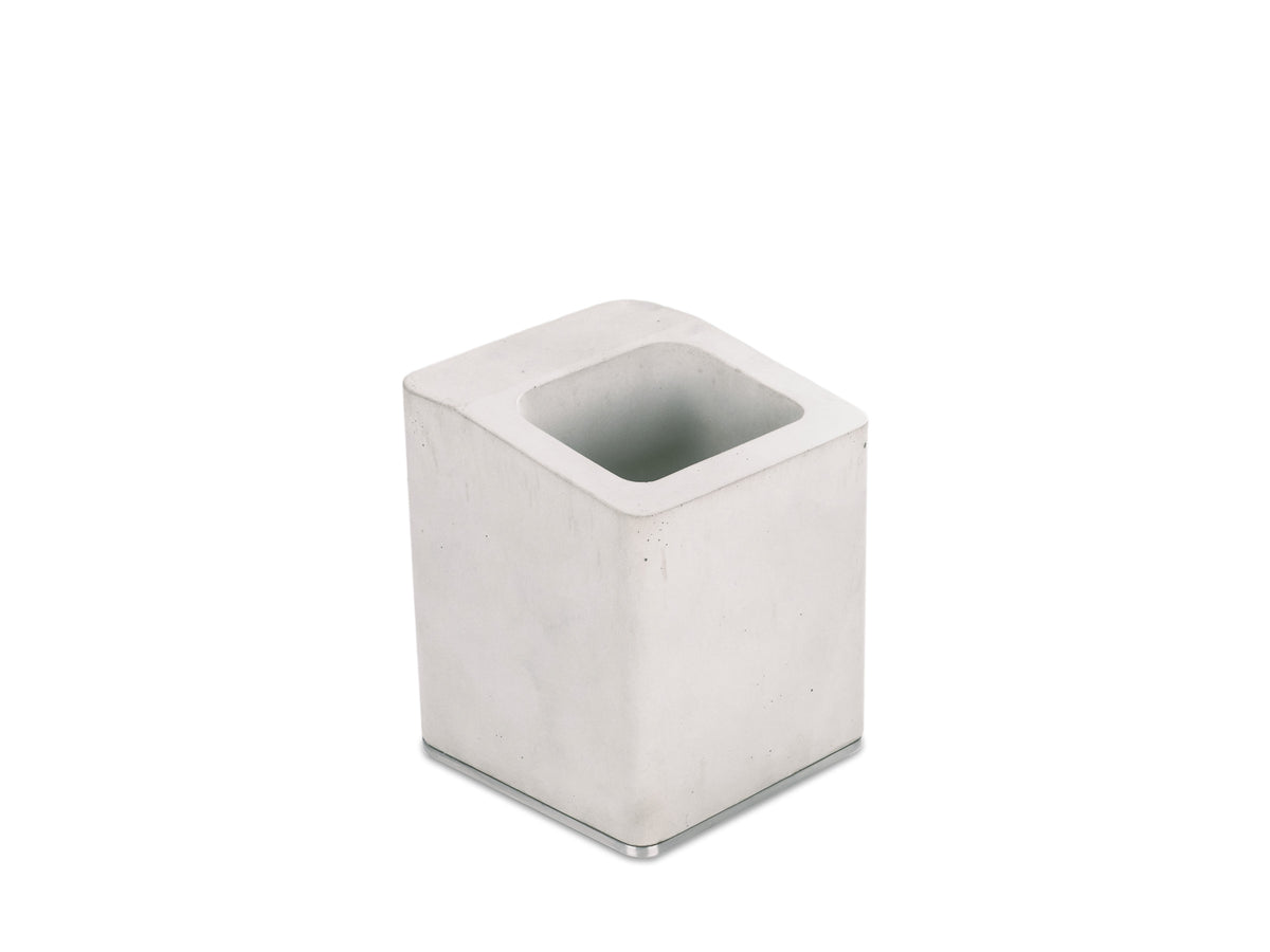 Stainless Steel Pen Cup, object only, front-right view