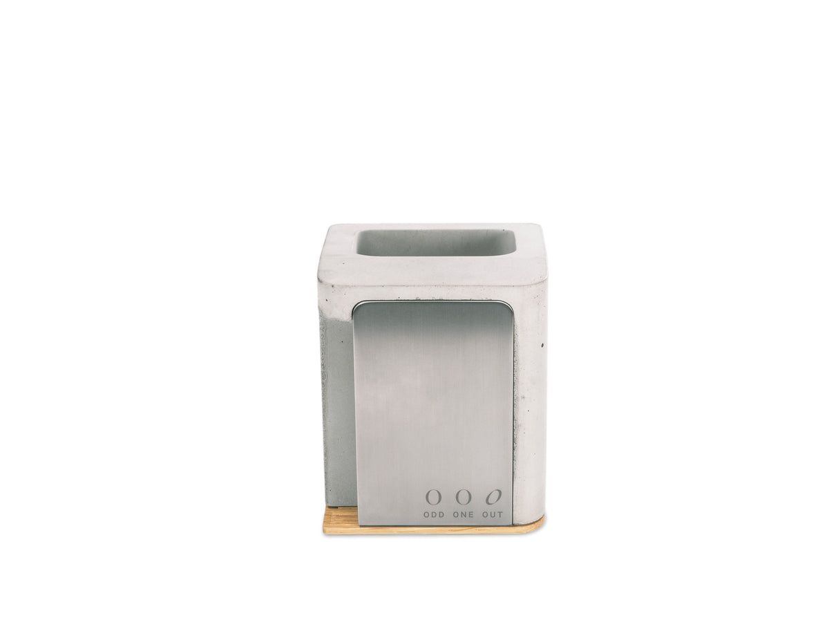 White Oak Pen Cup, holder only, back view