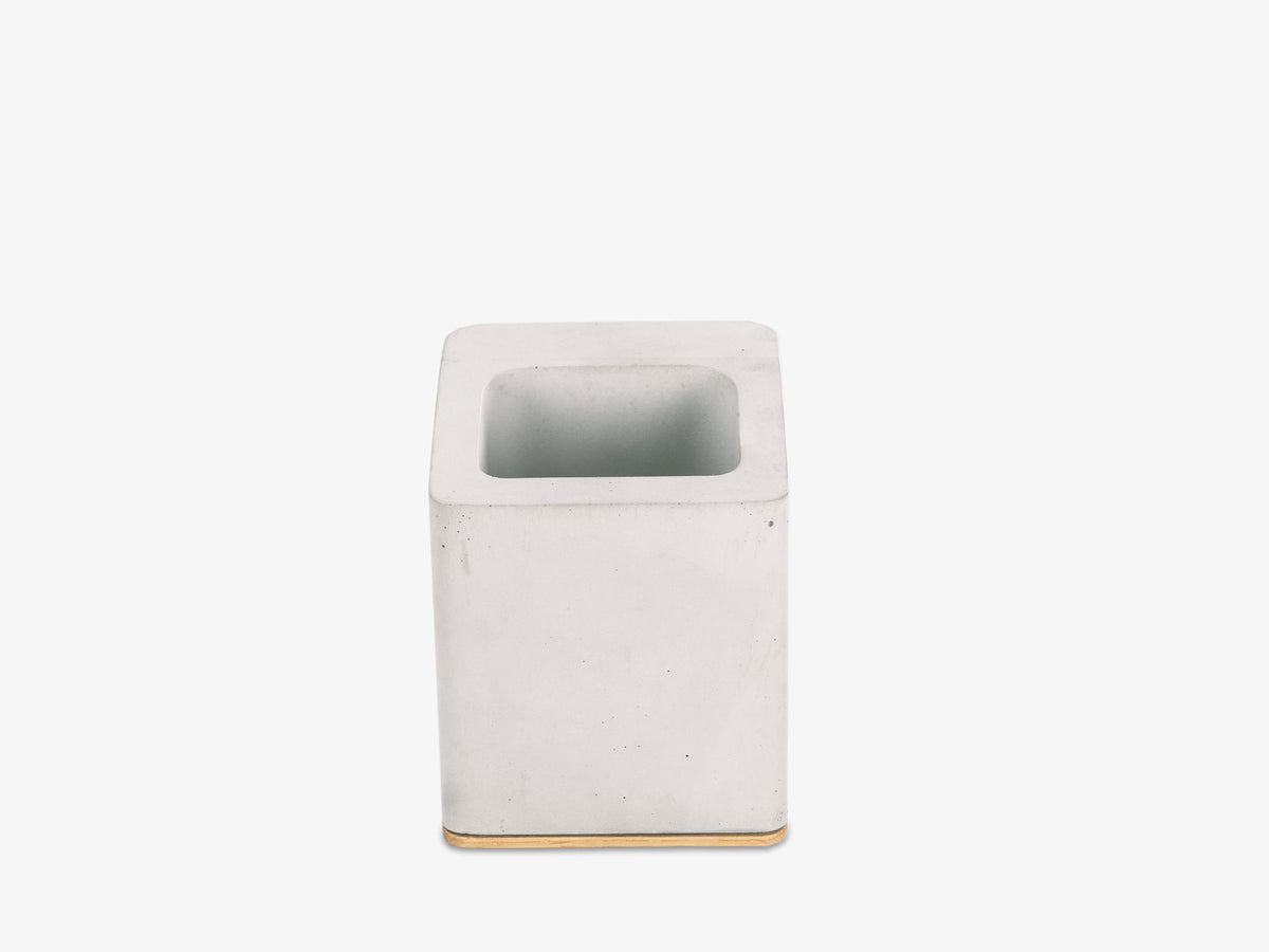 White Oak Pen Cup, holder only, front view