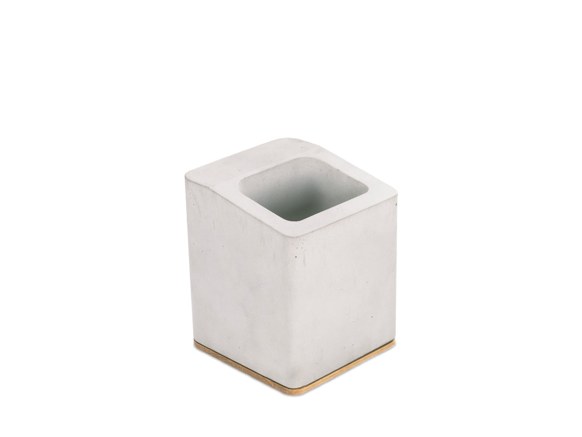 White Oak Pen Cup, holder only, front-right view