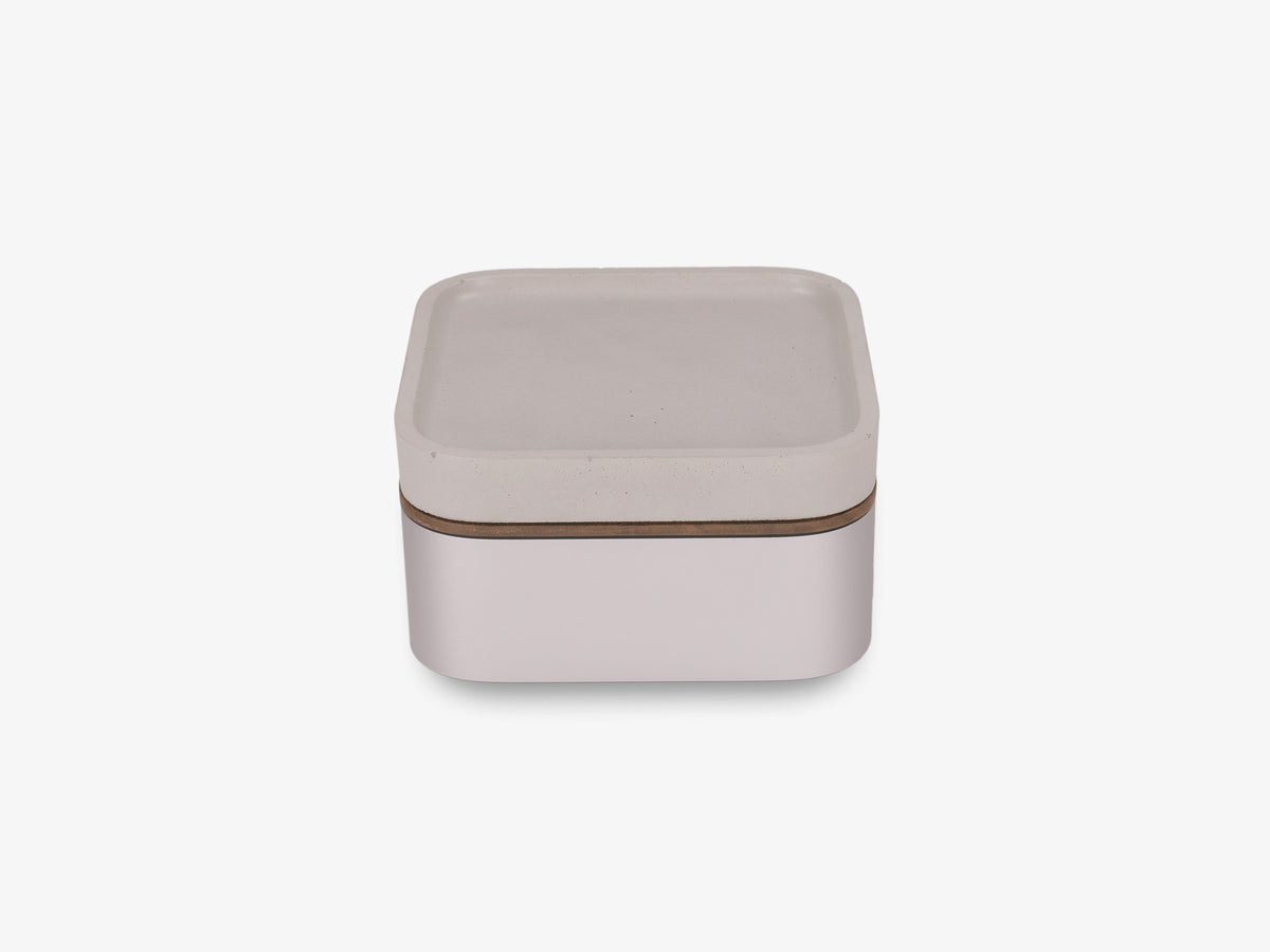 Walnut Mac Mini Tray, in use, right view
