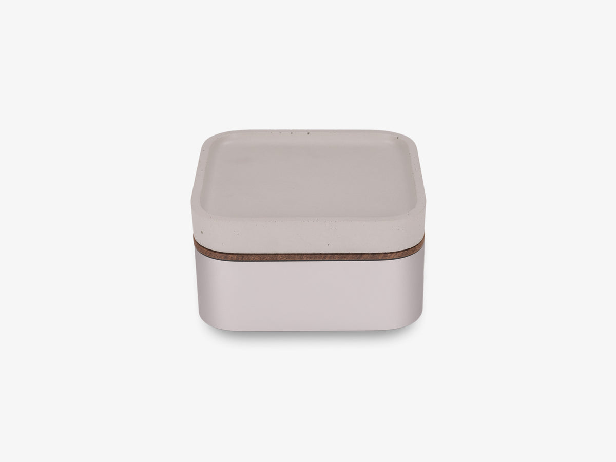 White Oak Mac Mini Tray, with mac mini, right view
