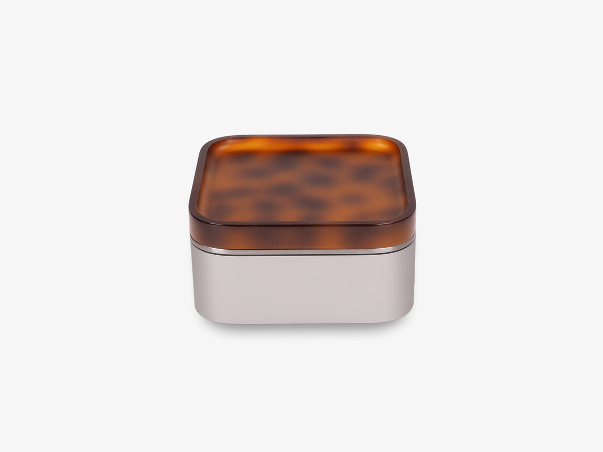 Tortoiseshell Mac Mini Tray, in use, right view